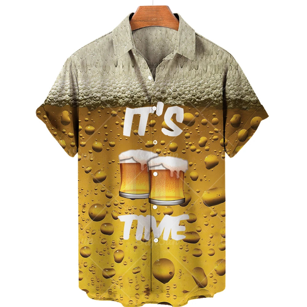 Camisas de Hombre Camisetas de Cerveza para Hombre Camisa Hawaiana de Moda Blusas de Playa Informales para Vacaciones Blusa de Vacaciones Ropa de Hombre Camisa de Verano