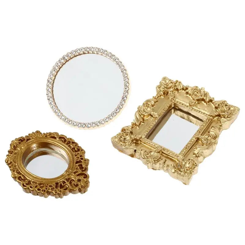 3 piezas espejo de utilería, decoración para el hogar, adornos de jardín, artículos para el hogar, accesorios de resina para manualidades, juguetes de microescena para niños