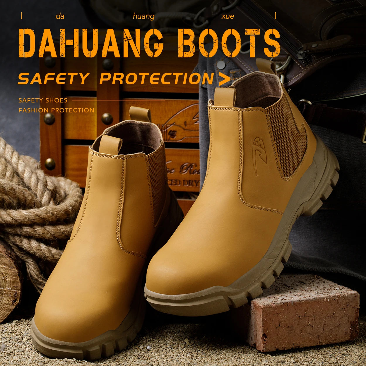 Zapatos de seguridad impermeables para hombre, botas de cuero con punta de acero, calzado masculino, botas de trabajo de construcción indestructibles, color marrón