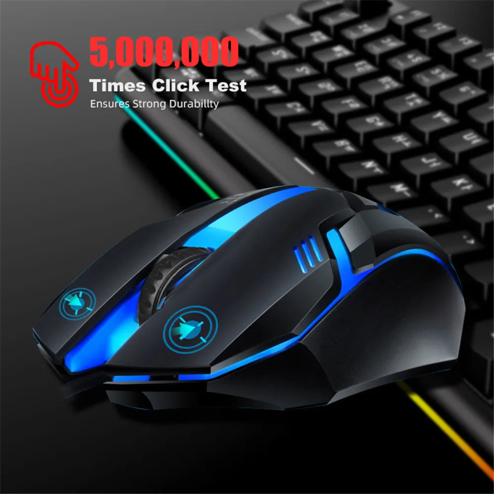 Ratón USB con cable E-Sports, ratón de juegos LED colorido, ratón óptico con cable de 5000 DPI para ordenador de sobremesa, portátil, PC