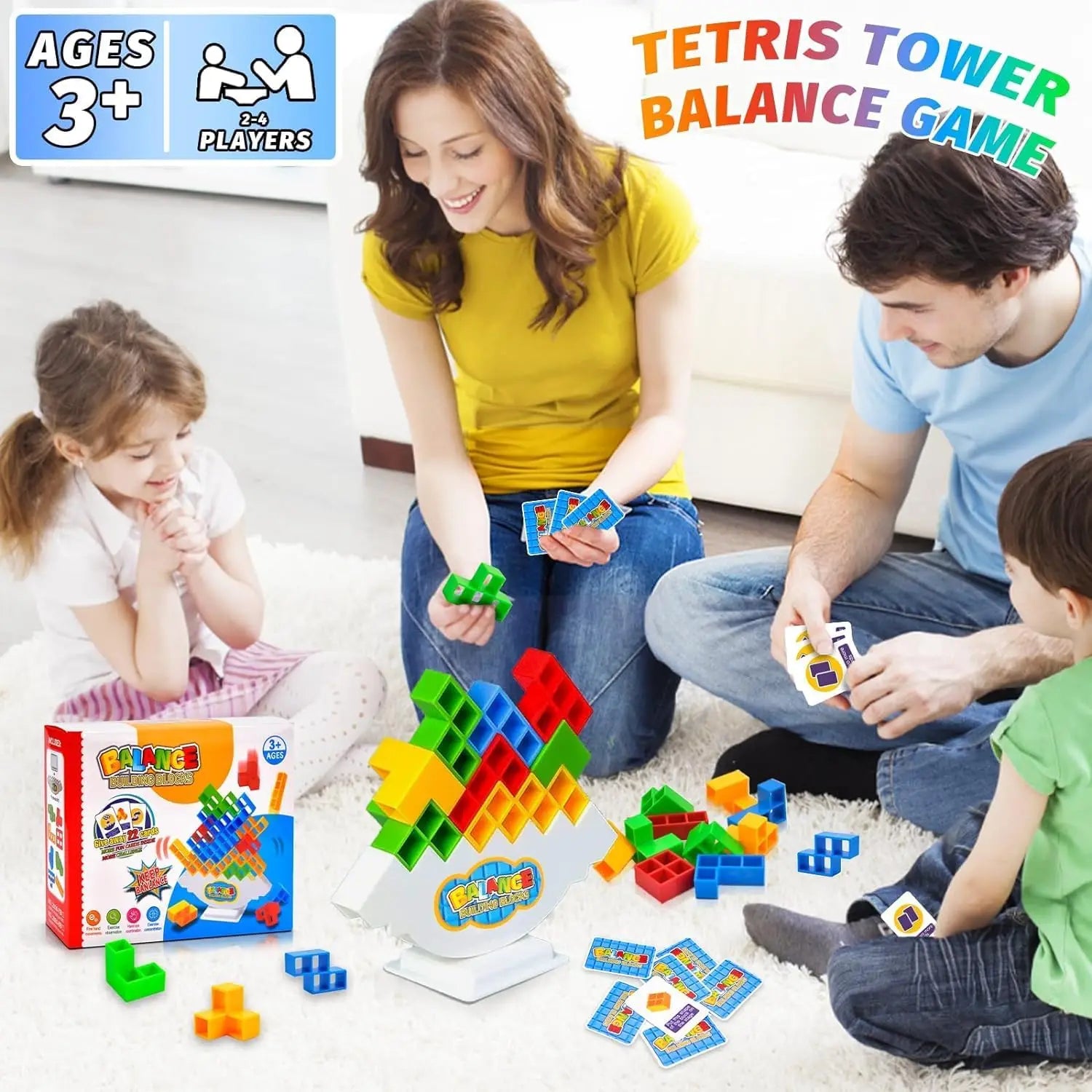 16-64 Jouets de construction Blocs de construction russes Jeu de tour Tetra Jeu de table d'empilage d'équilibre de balançoire pour enfants et adultes