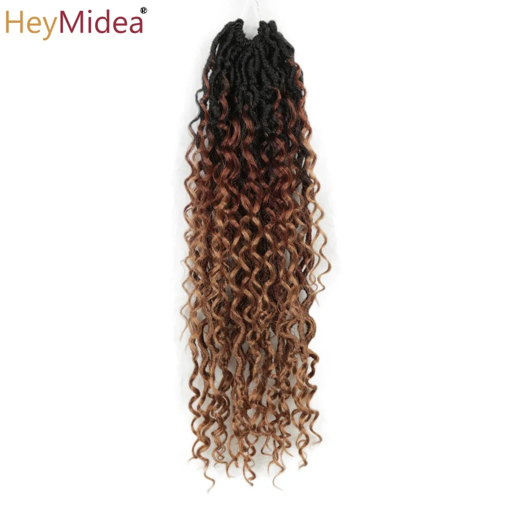 Synthetic Goddess Locs Crochet Hair Braids Curly Faux Locs Braiding Hair Extensions Wig For Women Black Hippie Boho Style