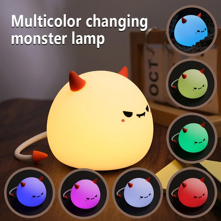 Cute Animal Night Light USB Rechargeable Pumpkin Monster Bedside Nightlights Dimming For Kid's Halloween Party Holiday Gifts