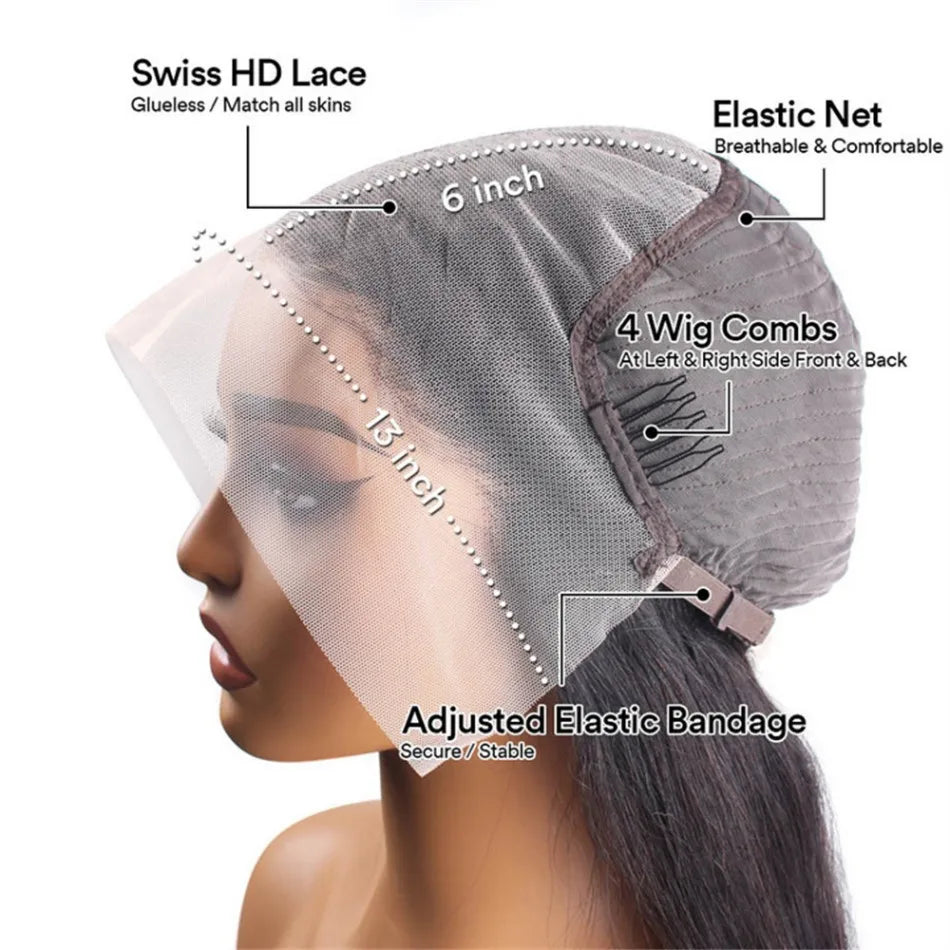 Pelucas de cabello humano Bob 13x6 pelucas delanteras de encaje 220 densidad cortas y lisas Hd Pelucas frontales de encaje transparente Cierre brasileño para mujeres