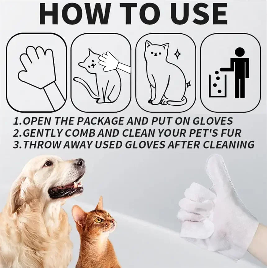 6pcs Unscented Extra Thick Pet Cleaning Wipes for Dogs & Cats,Dog Washing Bathing Deodorizing Grooming Gloves for Daily Care