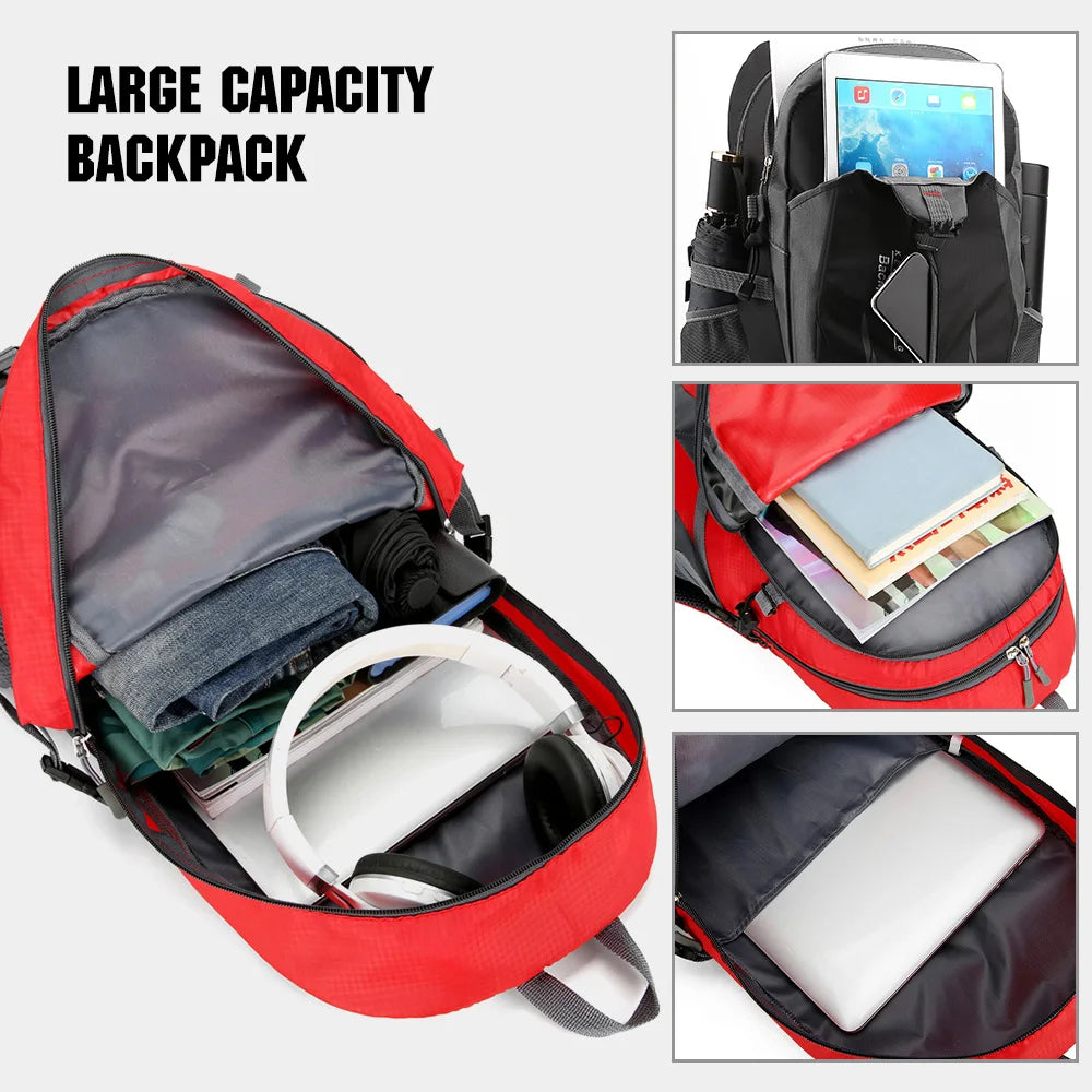 Mochila de senderismo de 40 L impermeable, ligera, para senderismo al aire libre, mochila de viaje para hombres y mujeres, mochila de montañismo