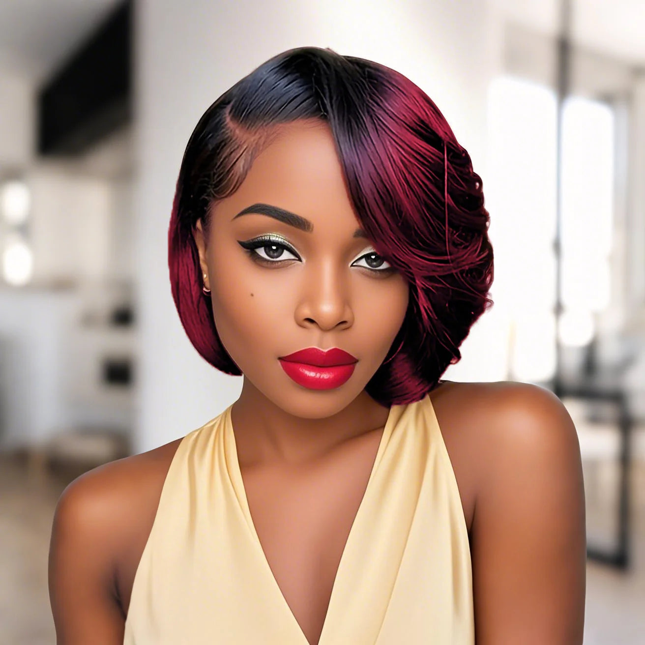 Perruque Pixie Cut 13X4 Lace Frontal Cheveux Humains Perruques pour Femmes Perruque Bob Court et Lisse Transparente Perruque en Dentelle Pré-plumée Cheveux Humains