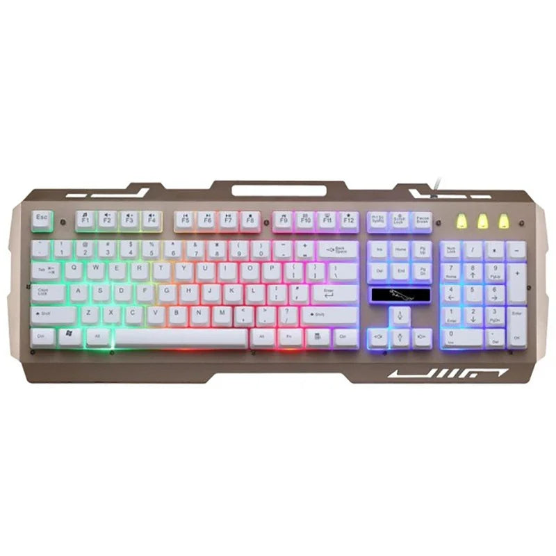 Teclado USB G700 Teclado para juegos con sensación mecánica y brillo metálico, personalidad empresarial, resistente al agua y soporte para teléfono móvil