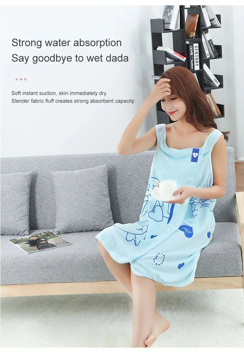 Toalla de baño portátil Love Rabbit, engrosada, para adultos, para mujer, falda de baño para secar el pecho, falda de vapor absorbente de sudor, sauna