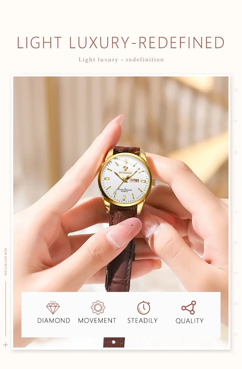 Hombre Reloj Superior Marca de Lujo Reloj de Pareja para Mujer Hombre Reloj Impermeable Calendario Masculino Relojes de Pulsera de Cuarzo Correa de Cuero Señoras