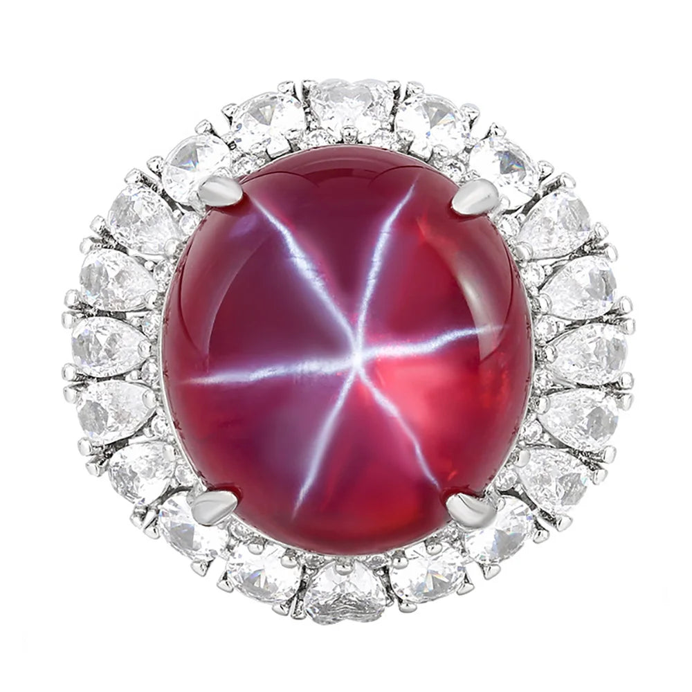 Juego de joyería fina para mujer con colgante de collar, anillo y pendientes de circonitas de laboratorio de rubí retro para boda, fiesta, regalo de aniversario