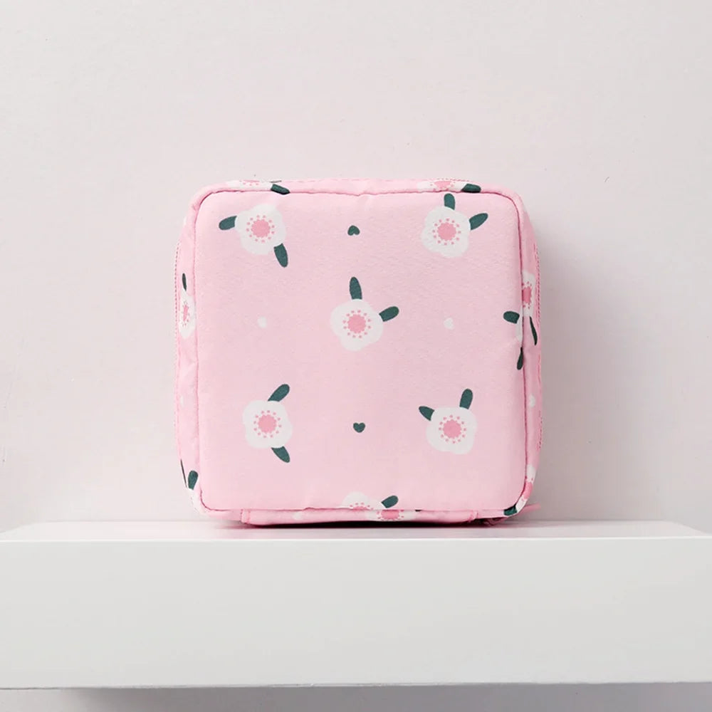 Bolsa de almacenamiento portátil para toallas sanitarias, monedero para tampones, neceser de cosméticos, organizador de bolsos de maquillaje para mujeres y niñas, bolsa para compresas higiénicas
