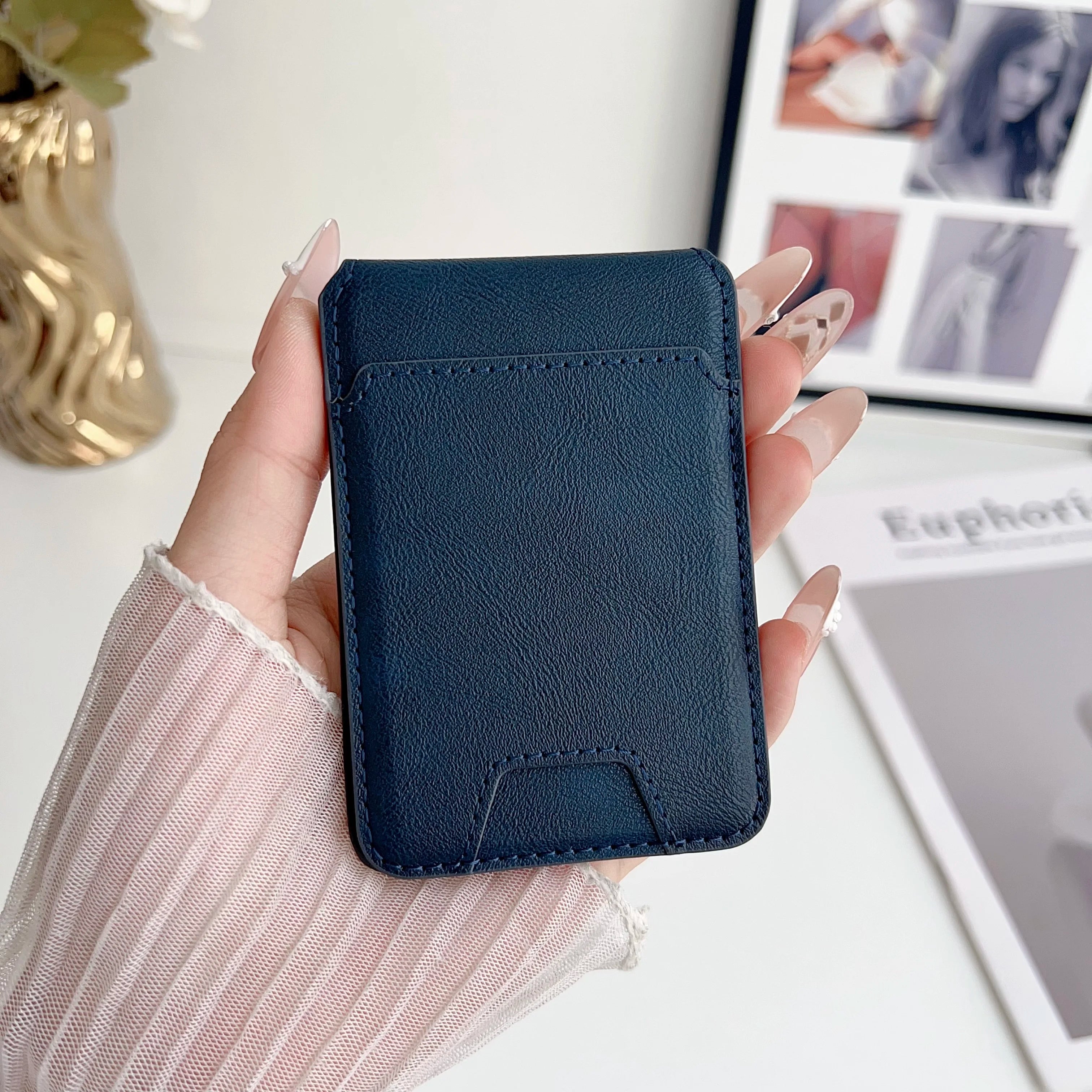 For Magsafe Magnetic Pu Leather Wallet Stand Credit Card Holder for Iphone 16 15 14 13 12 Pro Max Card Holder Phone Bag Cover