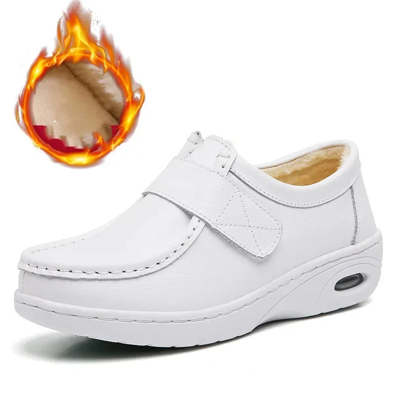 Women Platform Wedges Casual White Shoes Soft Nurse Work Shoes Hollow Out Breathable Comfort Non-slip Nursing Shoes