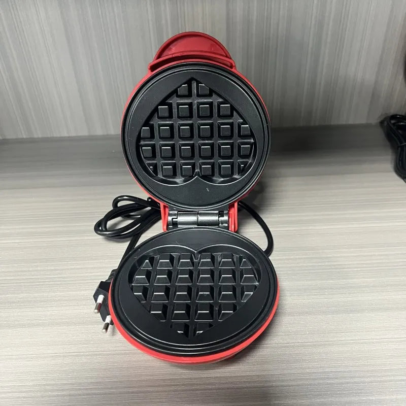 Multi Functional Mini Heart-shaped Waffle Maker Double-sided Heated Breakfast Toaster, Portable Baking Machine Family Party