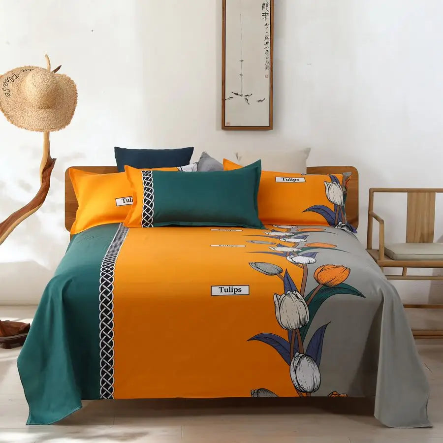 1 Sábana Bajera Textil Hogar Moderna Poliéster Algodón Sábanas Planas Ropa de Cama Tamaño Individual Queen King (Sin Fundas de Almohada)