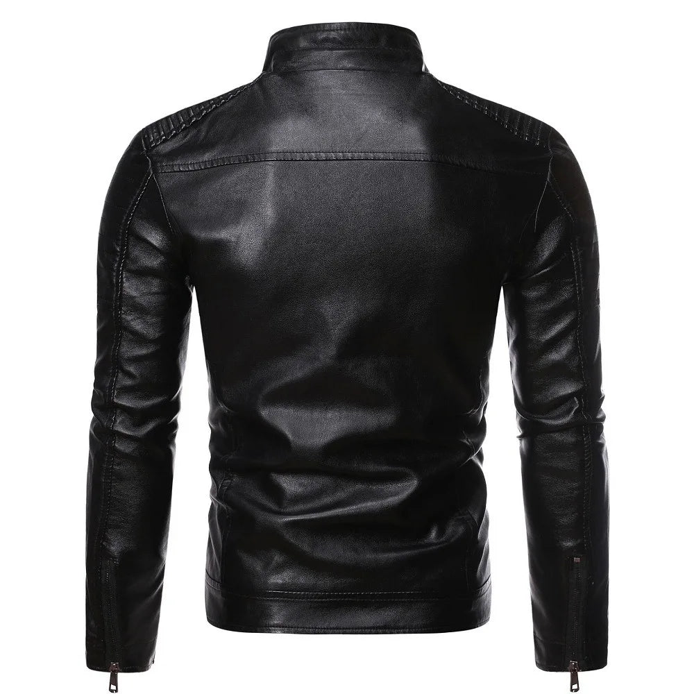 Moda de Chaquetas de Hombre Chaquetas de Cuero Vintage para Hombre Chaquetas de Moto Casuales de Cuero Sintético para Hombre Abrigos con Cremallera y Bolsillos de Motociclista