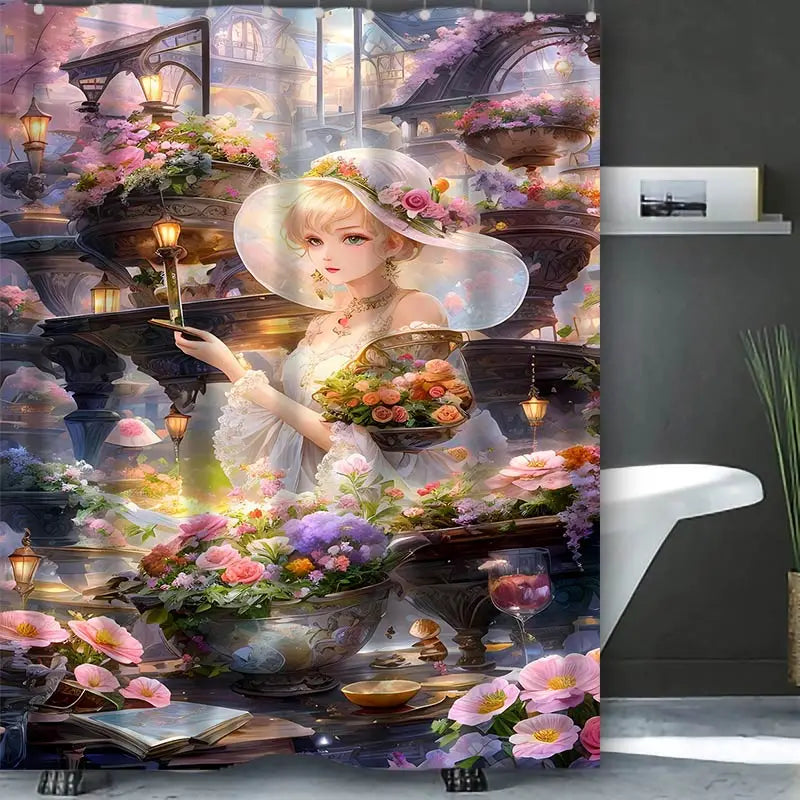 Dream view Cottage Bathing Curtain Bathroom Shower Curtain Waterproof With 12 Hooks Home Deco Free Ship