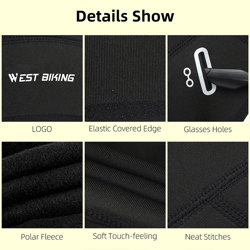 WEST BIKING Vinterfleece Sykkellue Vindtett Termisk Skull Cap Hjelmfôr Løping Ski Motorsykkel Riding Herre MTB Sykkellue