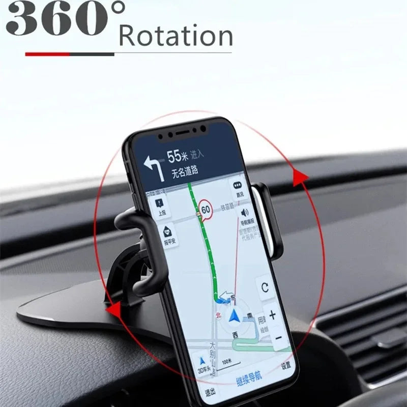 Soporte para teléfono de coche giratorio 360°, soporte universal para celular, soporte para salpicadero de coche con agarre automático, soporte fijo para teléfono móvil
