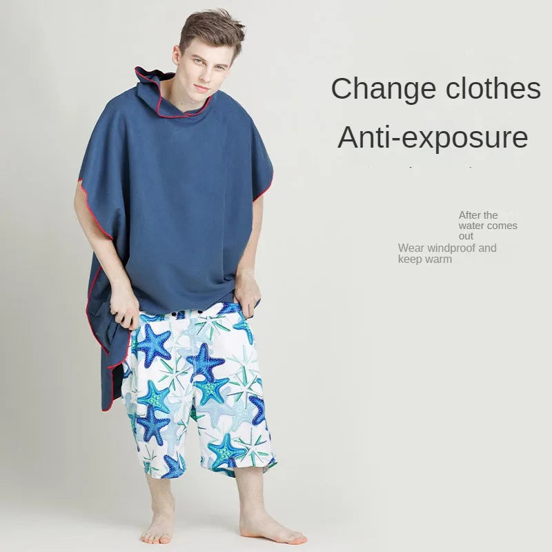 Quick-drying Changing Robe Quick Dry Bathrobe Hooded Absorbent Bath Towel Swimming & Fitness Super Absorbent Bathrobe