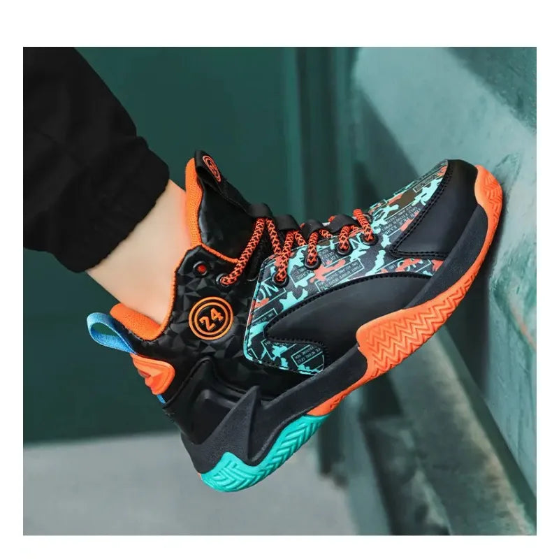 Kids Basketball Shoes Youth High Top Sneakers Boys Girls Lightweight Breathable,Ankle Support Non Slip Toddler Shock Absorption