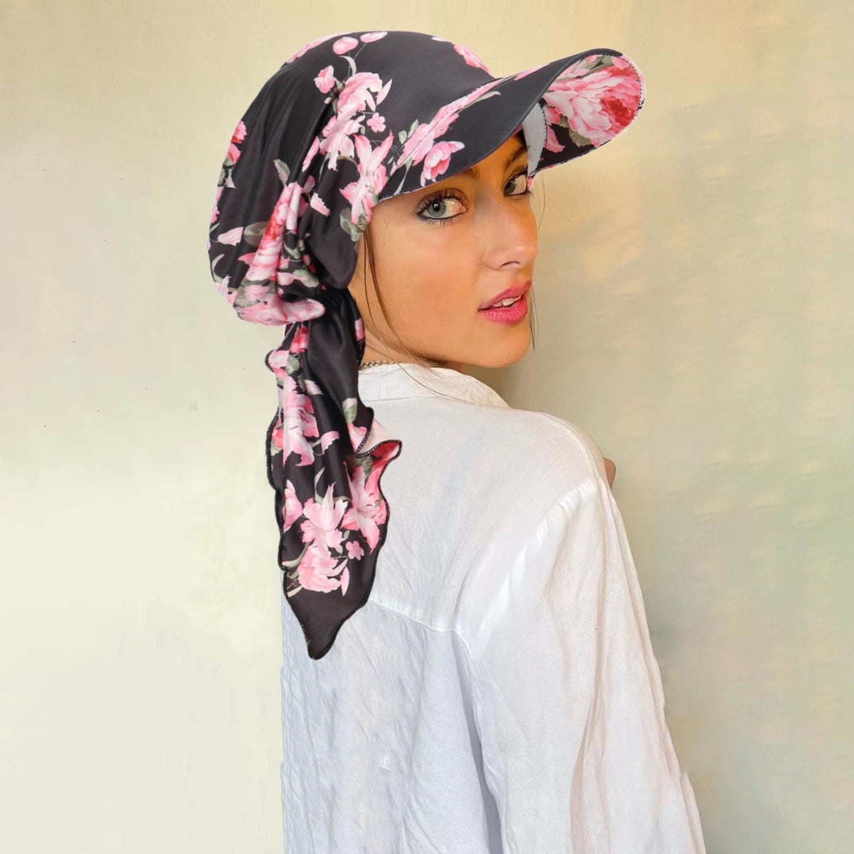 Floral Hijab Visor Cap