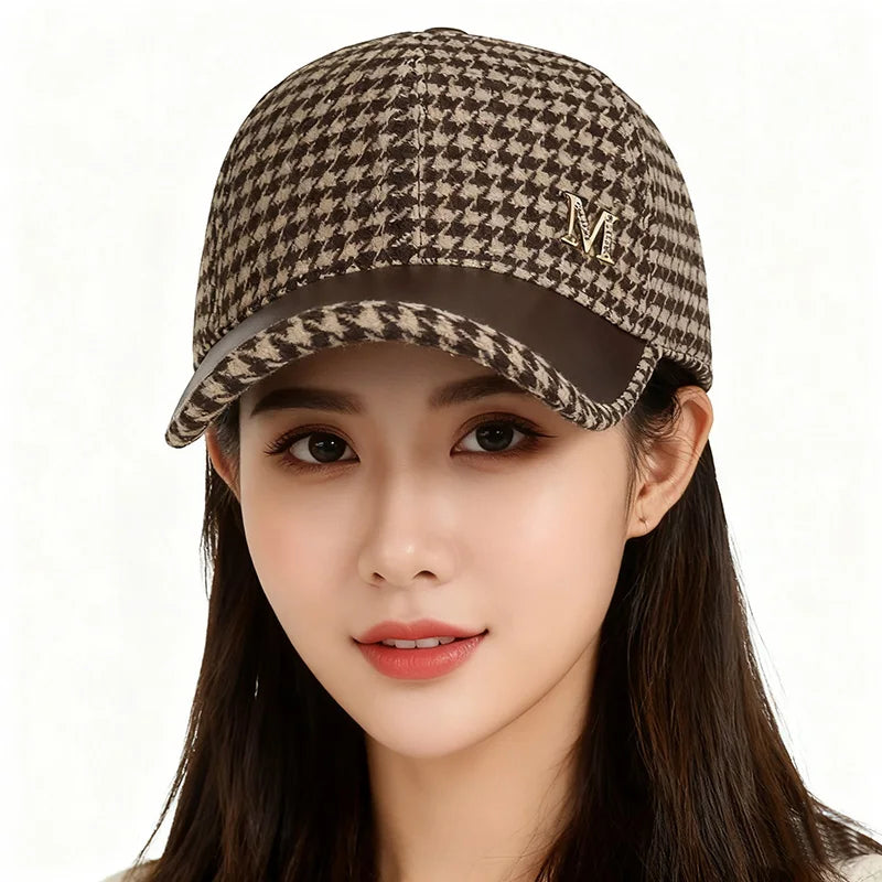 Casquette de baseball à motif pied-de-poule