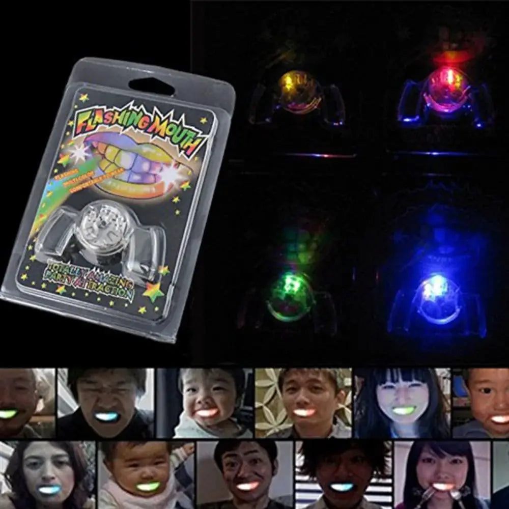 1 ud. Protector bucal LED con luces intermitentes, dientes que se iluminan, parrilla dental LED intermitente, boquilla, fiesta de Halloween, fiesta rave luminosa