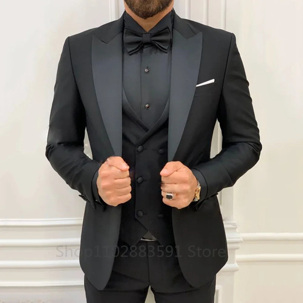 Design Men's Suits 3 Pieces Slim Fit Suit Formal Business Groom Wear Costume Wedding Tuxedos Blazer Vest Pants Homme Mariage