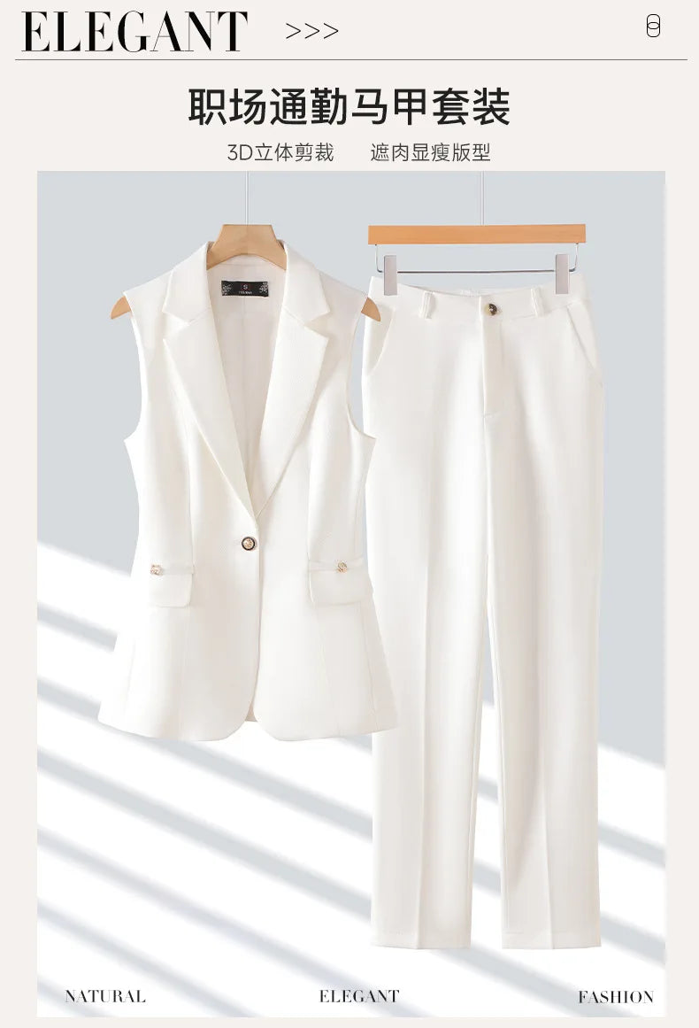 Women Pants Sets Off Shoulder Sleeveless Vest Top Female Pencil Pants Women 2 Piece Set Outfit Elegant Women's Pants Suit