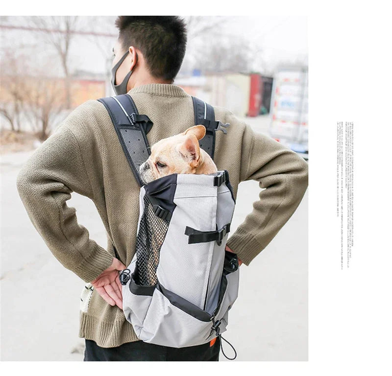 Bolsa transportadora transpirable para perros, mochila portátil para viajes al aire libre, transportadores reflectantes para gatos, accesorios para perros Bulldog Francés