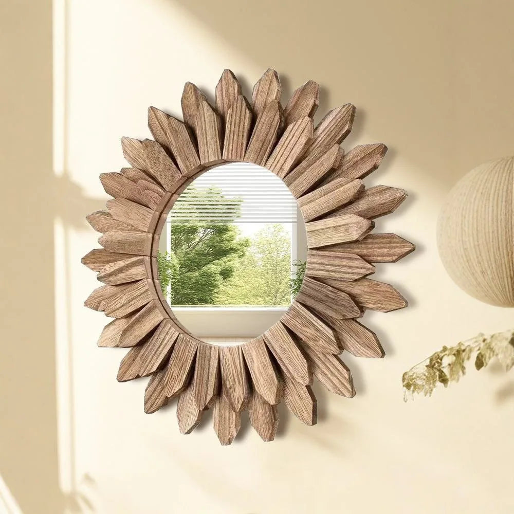Sunflower Decorative Mirror, Wall Mirror, Wooden Decorative Mirror, Bedroom Living Room Wall Decoration, Home Decoration