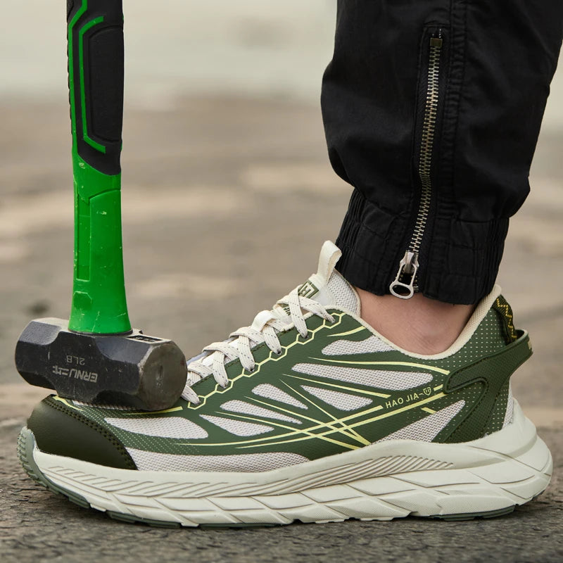 Zapatillas de trabajo ligeras con puntera de acero, calzado de seguridad para hombre, anticolisión, antipunzón, indestructible, transpirable