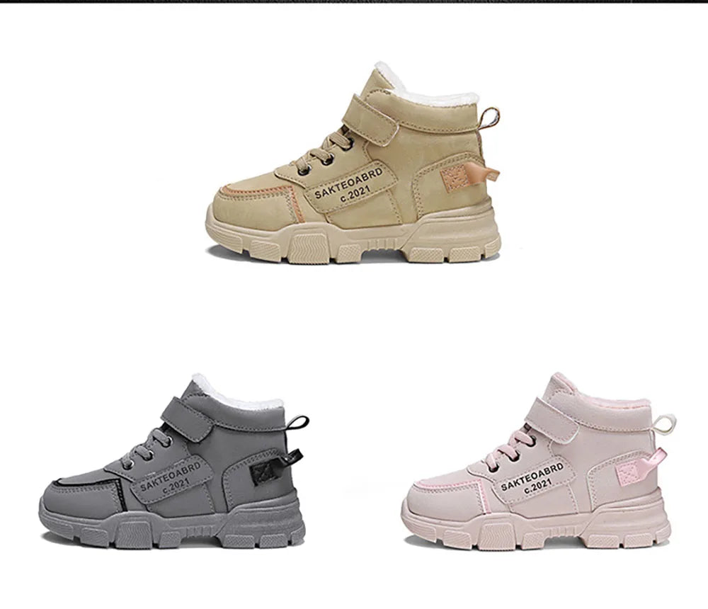 Winter Snow Boots For Children rend Fashion Plush Cotton Shoes Thick Warm Teenager Faux Fur Boots For Kids