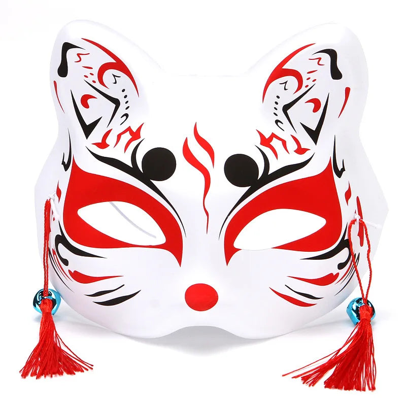 Máscara de conejo de estilo japonés, máscaras de media cara, zorros, conejo, accesorios de cosplay, máscaras de fiesta de disfraces de Halloween, máscara de anime para mujeres y hombres