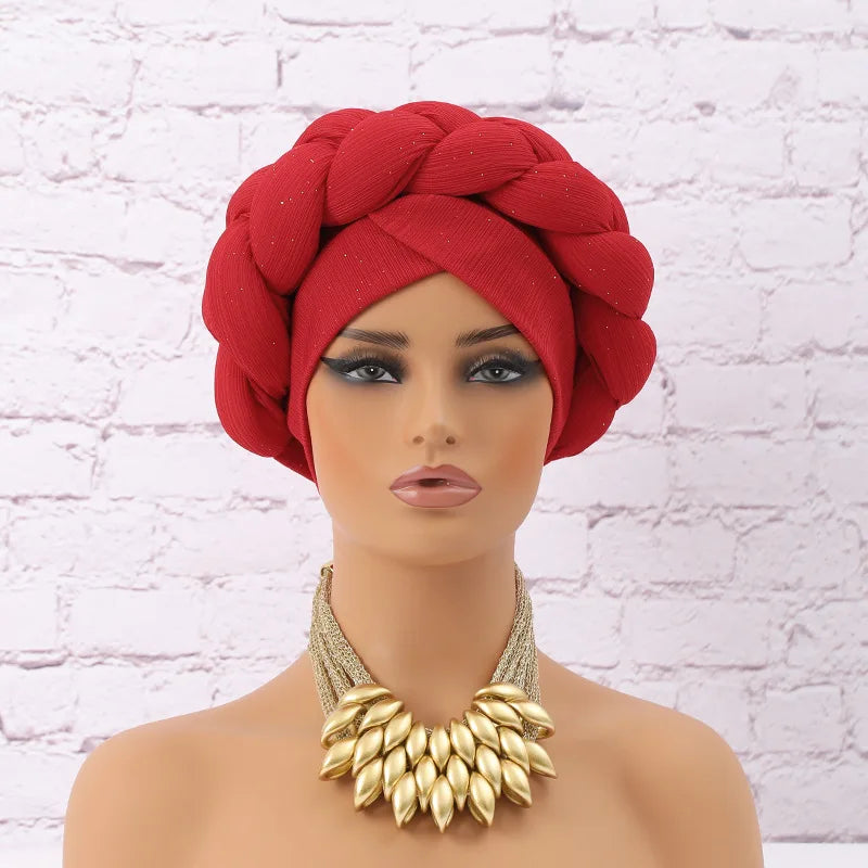 Couvre-chef africain à paillettes pour femmes, foulard, bonnet, bonnet, couvre-chef de mariage nigérian, couvre-chef de fête, chapeau
