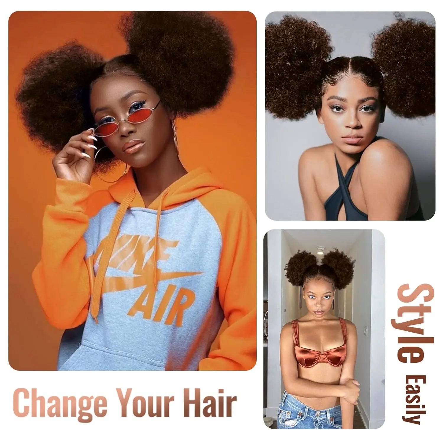 Synthetic Afro Puff Drawstring Ponytail for Black Women Short Kinky Curly Afro Ponytail Hair Puffs Afro Bun Ponytail