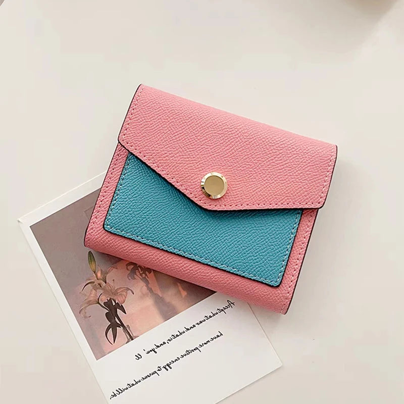 Cartera corta de lujo de diseñador para mujer, de cuero genuino, monedero de marca de moda con iniciales personalizadas, tarjetero de piel de vaca para señora