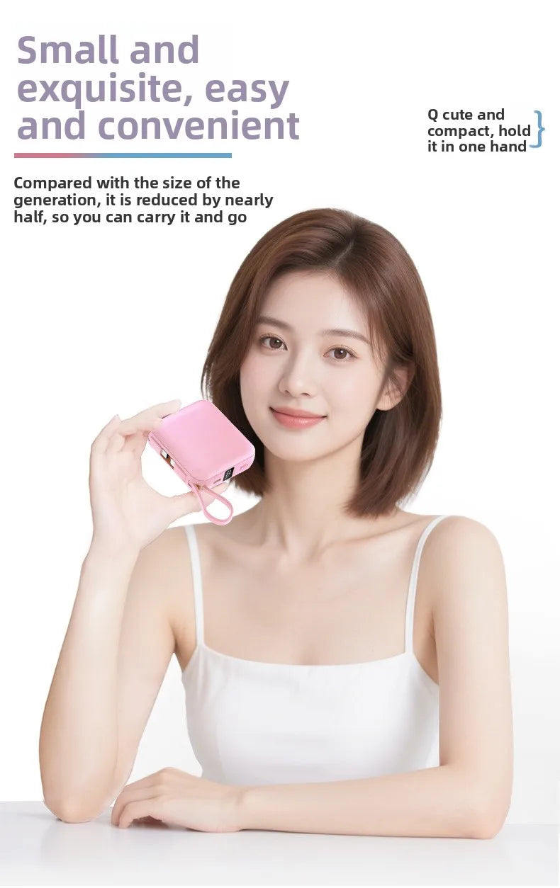 10000 mAh powerbank 22,5 W superrask lading, kompakt og bærbar med egen kabel, Mini 3C-sertifisert mobil strømforsyning.