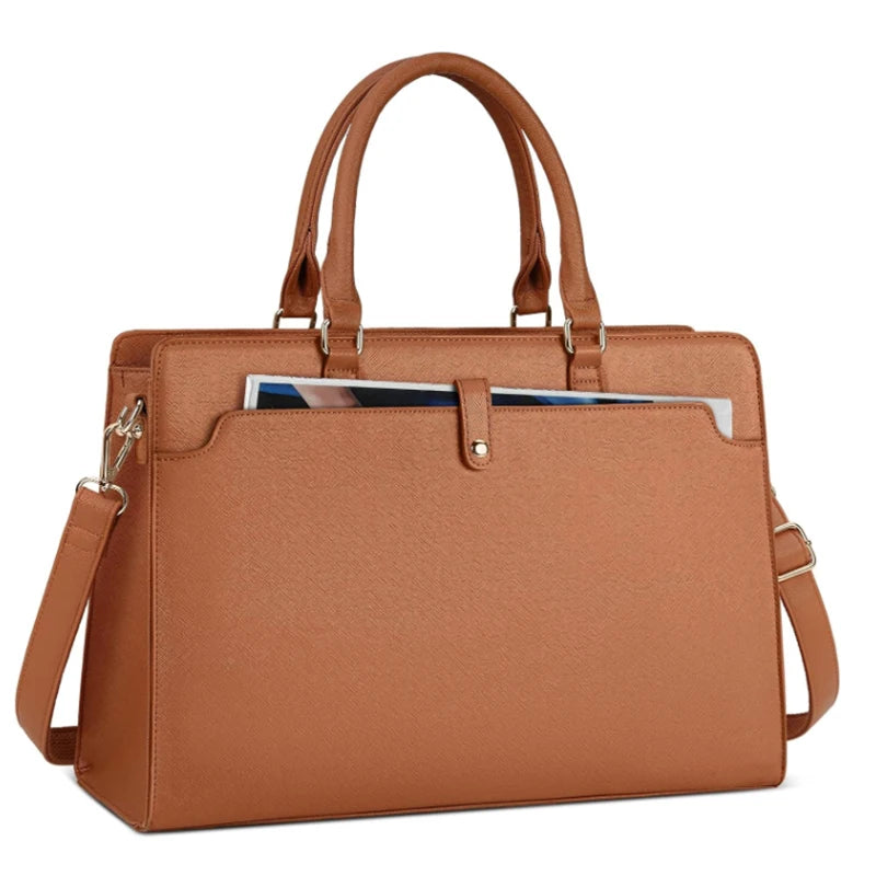 Large Capacity Laptop Bag for Women 15.6 Inch Laptop Tote Bag Leather Work Bag Waterproof Briefcase Business Office Computer Bag