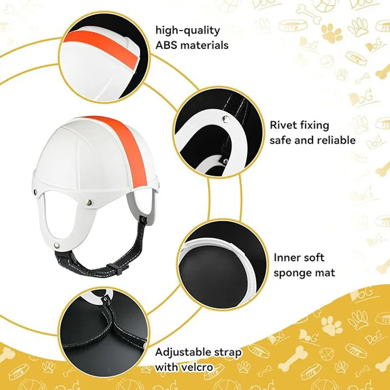 Casque de moto pour chien et chat, casquette de sécurité rigide avec ceinture réglable, protection de la tête pour chiots et chats