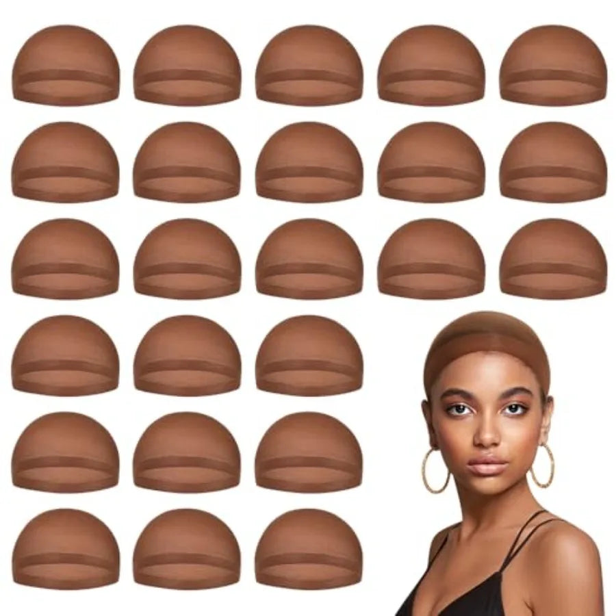 Wig Caps for Women, Stocking Cap for Lace Front Wig, Wig Cap for Chocolate Skin Tone, 24 PCS