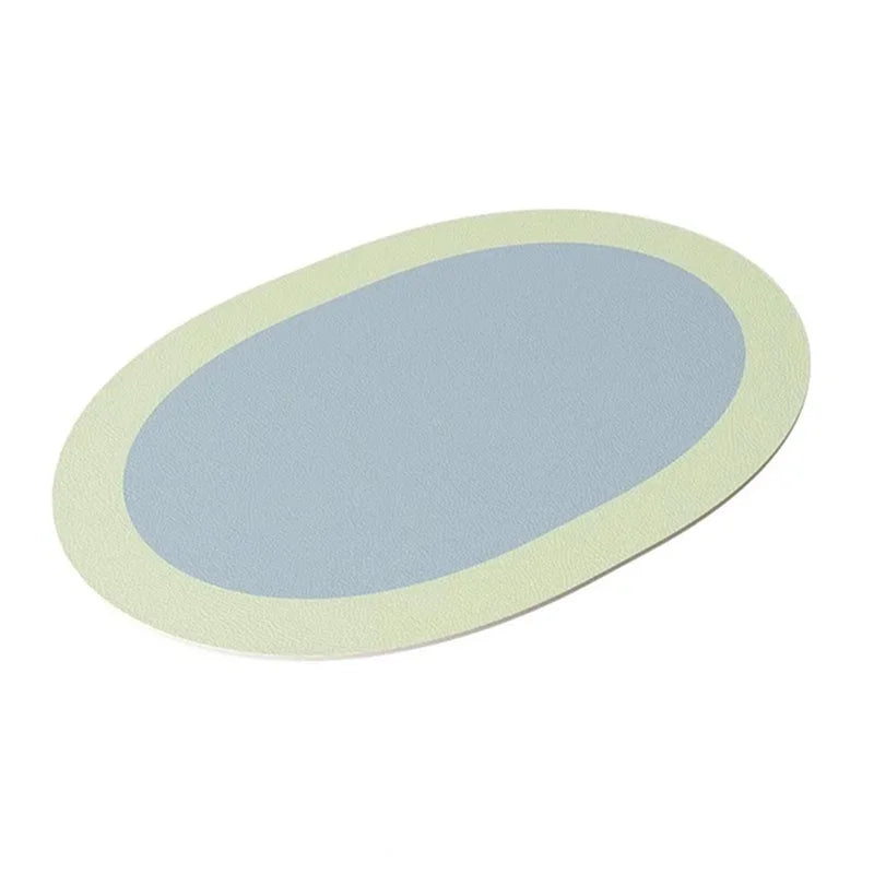 Manteles individuales de PU para mesa, impermeables, antideslizantes, aislantes, de cuero, estilo navideño, posavasos, alfombrilla elíptica bicolor