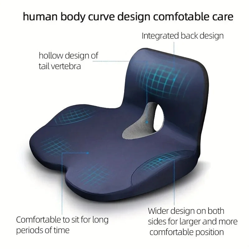 Juego de cojín de asiento de espuma viscoelástica y almohada de apoyo lumbar para la cintura, ortopédico, ergonómico, para aliviar el coxis, almohadilla de cadera lumbar para silla de oficina o coche
