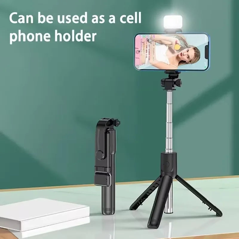FANGTUOSI Selfiestang Stativ Uttrekkbar Trådløs Bluetooth Fjernkontroll Bærbar Smarttelefon Stativfeste For iOS Android Telefon