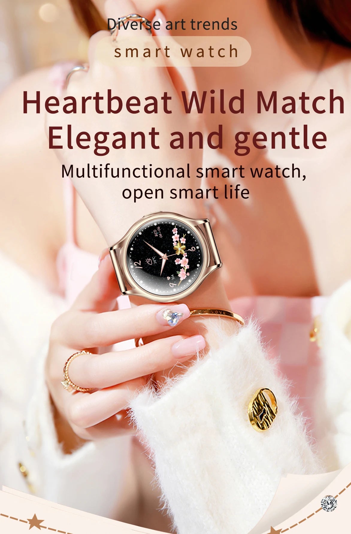 Reloj inteligente para mujer, pantalla HD de 1.27 pulgadas, monitor de salud, asistente de voz con IA, llamadas Bluetooth, control de música, esferas personalizadas, Smartwatch