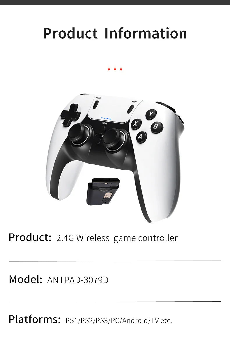 Manette de jeu sans fil pour PS1 PS2 PS3 PC Android Contrôleur sans fil Jeu vidéo Console de jeu portable Divertissement Manette de jeu