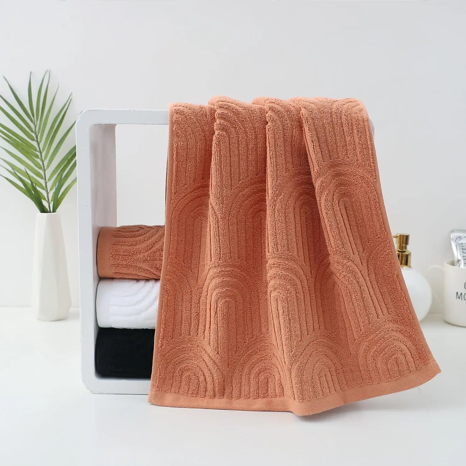 Toallas de mano con estampado a rayas 100% algodón, absorbentes, suaves, decorativas para baño