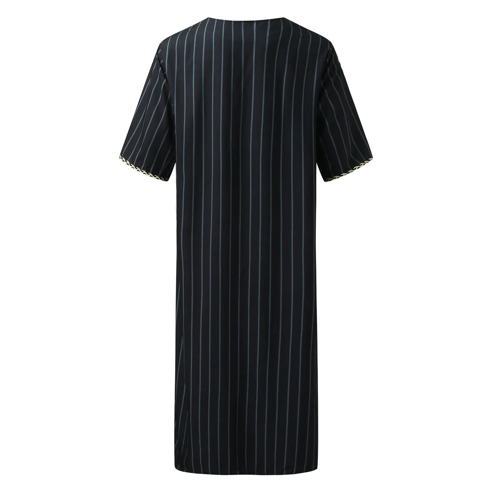Ropa Musulmana Hombre Bordado a Mano Holgado Transpirable Moda Verano Túnica Suelta Lujo Dubái Escote en V Manga Corta Estampado